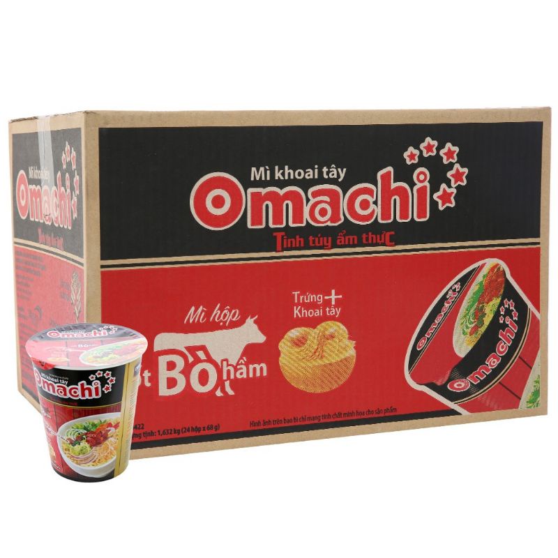 Mì ly Omachi xốt bò hầm 24 ly